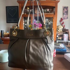 Coach Ashley Metallic Taupe Leather Hippie Shoulder Crossbody Bag